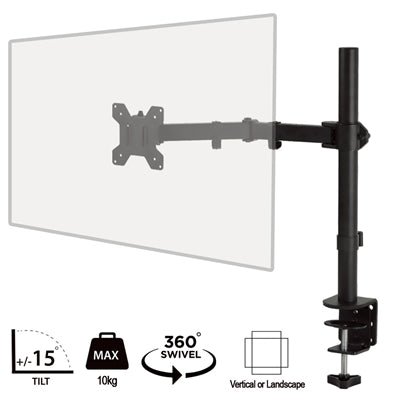 piXL Desk-Mounted Fully-Adjustable Single Monitor Arm for Screens up to 32 inch with VESA Mount & Built-In Cable Management