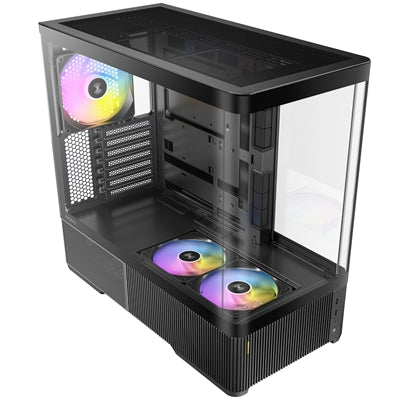 Antec Constellation C6 Curve ARGB Mid Tower Gaming PC Case, 3-Sided Curved Tempered Glass, 3 Pre-Installed ARGB PWM Fans, USB-C 10Gbps, 360mm Radiator Support, ATX/Micro-ATX/ITX, Black