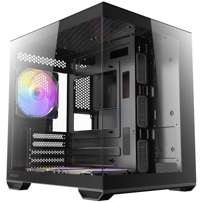 Antec CX60M ARGB Mini Tower Gaming Case, 1 x USB Type-C / 2 x USB 3.0, Tempered Glass Front and Side Window Panel, Water Cooling SUpport, 3 x Pre-Installed ARGB LED Fans, Micro-ATX, ITX Compatible