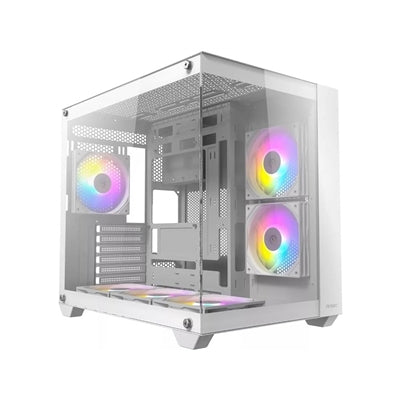 Antec CX800 Mid Tower Gaming Case, 1 x USB 3.0 / 2 x USB 2.0, Tempered Glass Front and Side Window Panel, Dual-Chamber design, 3 x Pre-Installed ARGB LED Fans , ATX, Micro ATX, Mini-ITX Compatible