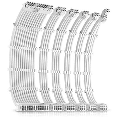 Antec White PSU Extension Cable Kit - 6 Pack (1x 24 Pin, 1x 4+4 Pin, 2x 8 Pin, 2x 6 Pin)