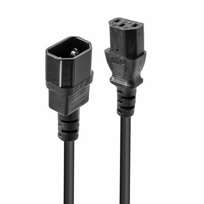 Lindy 30331 2m IEC C14 (Kettle) To IEC C13 (Kettle) Mains Extension Cable - Black, Perfect for use in Offices, Control Rooms, Digital Signage and Home Theatre Setups