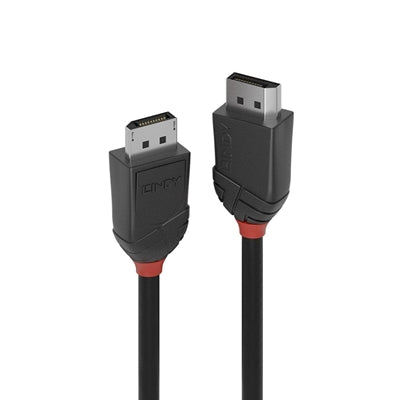 LINDY 36492 Black Line DisplayPort Cable, DisplayPort 1.2 (M) to DisplayPort 1.2 (M), 2m, Black & Red, Supports UHD Resolutions up to 4096x2160@60Hz, Triple Shielded Cable, Corrosion Resistant Copper 30AWG Conductors, Retail Polybag Packaging