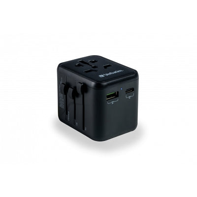Verbatim UTA-02 Universal Travel Adapter with 1 x USB-C PD 20W / 1 x USB-A QC 3.0
