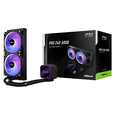 ASRock Pro 240 ARGB AIO Liquid CPU Cooler, 240mm Radiator, Dual 120mm PWM Fans, Addressable RGB, Intel LGA1700/1851 & AMD AM5/AM4 Compatible