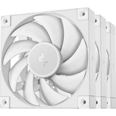 DeepCool FD12 120mm Case Fan 3-Pack, PWM Control, High Airflow, Low Noise, Hydro Bearing, White, Anti-Vibration Pads, 4-Pin Connector