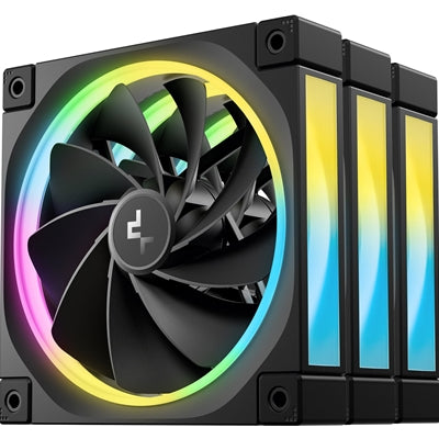 DeepCool FL12 120mm PWM 3 Pack Reverse Fan - High Performance, Low Noise, Fluid Dynamic Bearing, 36 ARGB LEDs, 500-2150 RPM, 55 CFM Airflow, 4-Pin PWM Control