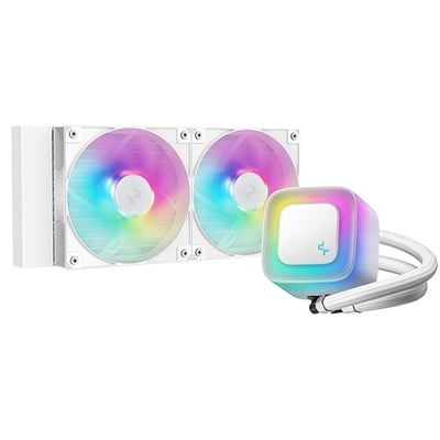 DeepCool LE240 V2 White 240mm Liquid CPU Cooler, Dual 120mm ARGB Fans, Anti-Leak Tech, Quiet Pump, High Performance for Intel & AMD Sockets