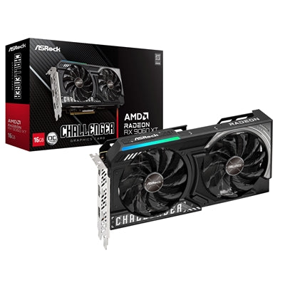 ASRock AMD Radeon RX 9060 XT Challenger OC 16GB GDDR6 Graphics Card, 2048 Streams, 3290 MHz Boost Clock, Dual Fan, 2x DisplayPorts / 1x HDMI Port