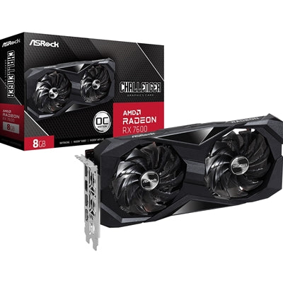 ASRock AMD Radeon RX 7600 Challenger OC 8GB GDDR6 Graphics Card, 2048 Streams, 2695 MHz Boost Clock, Dual Fan, 3x DisplayPorts / 1x HDMI Port
