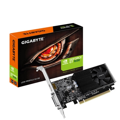 Gigabyte NVIDIA GeForce GT 1030 2GB DDR4 Low Profile Graphics Card, 384 CUDA Cores, 1379 MHz Core Clock, Single Fan, 1x DVI-D / 1x HDMI Port