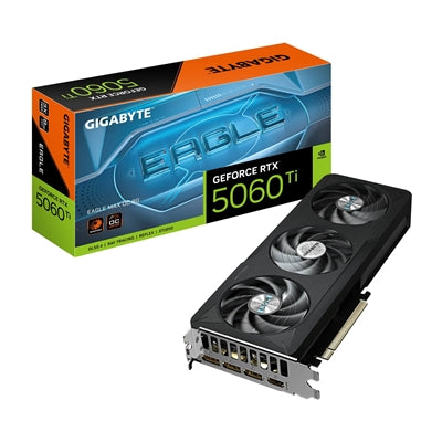 Gigabyte NVIDIA GeForce RTX 5060 Ti EAGLE MAX OC 8GB GDDR7 Graphics Card, 4608 CUDA Cores, 2617 MHz Core Clock, Triple Fan, 3x DisplayPorts / 1x HDMI Port