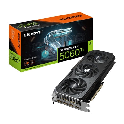 Gigabyte NVIDIA GeForce RTX 5060 Ti GAMING OC 8GB GDDR7 Graphics Card, 4608 CUDA Cores, 2647 MHz Core Clock, Triple Fan, RGB, 3x DisplayPorts / 1x HDMI Port