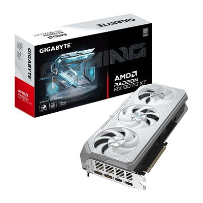 Gigabyte AMD Radeon RX 9070 XT GAMING OC ICE 16GB GDDR6 Graphics Card, 4096 Streams, 2520 MHz Core Clock, Triple Fan, RGB, 2x DisplayPorts / 2x HDMI Ports