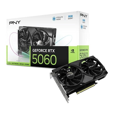 PNY NVIDIA GeForce RTX 5060 OC 8GB GDDR7 Graphics Card, 3840 CUDA Cores, 2280 MHz Core Clock, Dual Fan, 3x DisplayPorts / 1x HDMI Port