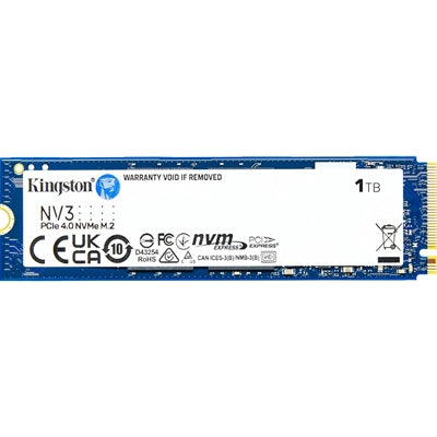 Kingston NV3 (SNV3S/1000G) 1TB NVMe SSD, M.2 Interface, PCIe Gen4, 2280, Read 6000 MB/s, Write 4000 MB/s, 3 Year Warranty