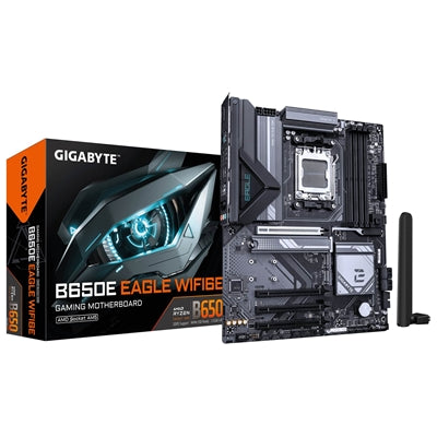Gigabyte B650E EAGLE WIFI6E AMD AM5 Socket Motherboard, ATX, 4x DDR5 Slots, 3x M.2 Sockets, Fitted I/O Shield, 2.5GbE LAN, Wi-Fi 6E, 1x DisplayPort / 1x HDMI Port