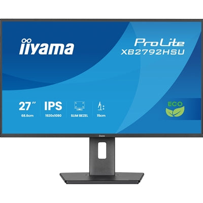 iiyama XB2792HSU-B1 27-Inch Eco IPS LCD, 120Hz, 1ms, Eyesafe & EyeComfort Certified, 1920x1080, 300 cd/m (2) Brightness, 1x HDMI,1 x DisplayPort, 2 x USB, 2 x 2W Speakers, TCO10, TUV-GS, Epeat Silver, Height Adjustable Stand