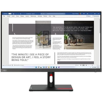 Lenovo ThinkVision S27i-30, 27 Inch, Full HD (1920 x 1080), 100Hz, 4ms, 16:9, IPS, WLED Monitor, HDMI, VGA, Tilt Adjustable, 3 Year Warranty