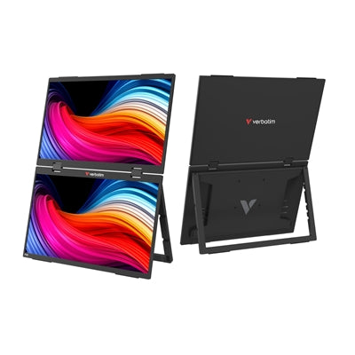 Verbatim Portable 15.6 Dual Monitor Essentials, 1920 x 1080 Resolution, 60Hz, Vesa 75 x 75mm, Built in Speakers 2 x 1W