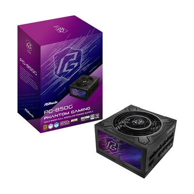 ASRock Phantom Gaming PG-850G 850W ATX Power Supply Unit, 80 Plus Gold Certified, 135mm Fluid Dynamic Bearing Fan, High Efficiency PSU