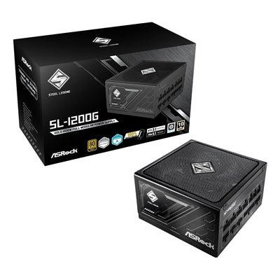 ASRock Steel Legend SL-1000G 1000W ATX Power Supply Unit, 80 Plus Gold Certified, 120mm Silent Cooling Fan, High Efficiency PSU
