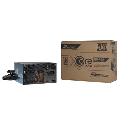 Seasonic CORE BC ATX 3.1 (SRP-CBC751-A5A51JF) 750W PSU, 120mm Fan, 80 PLUS Bronce, Fully Modular, Individual Black Cables with Braided Pattern, 5 Years Warranty