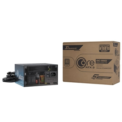 Seasonic CORE GC ATX 3.1 (SRP-CGC851-A5A32SF) 850W PSU, 120mm Fan, 80 PLUS Gold, Fully Modular, Individual Black Cables with Braided Pattern, 7 Years Warranty