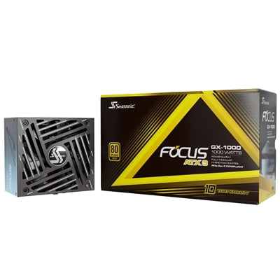 Seasonic FOCUS GX ATX 3.1 (FOCUS-GX-1000-V4) 1000W PSU, 135mm Fan, 80 PLUS Gold, Fully Modular, Individual Black Cables with Braided Pattern, 12 Years Warranty - BLACK