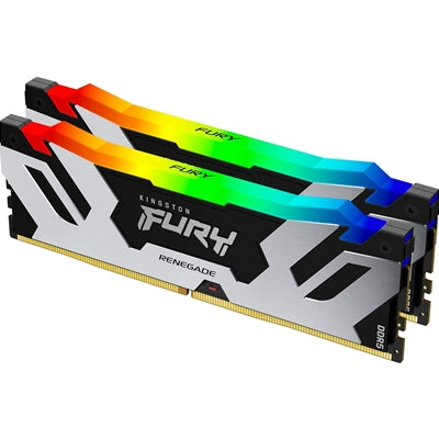 Kingston FURY Renegade KF564C32RSAK2-32 32GB (2x 16GB) U-DIMM System Memory, 6400MHz, DDR5, CL32, Silver, RGB, Intel XMP