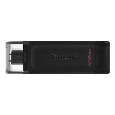 Kingston DT70/128GB DataTraveler 128GB USB Flash Drive, USB 3.2, USB-C, Gen1, 80MB/s, Cap Design, Black, Retail.