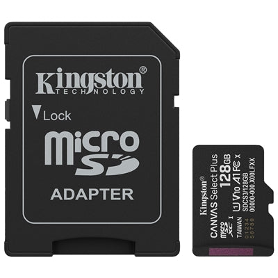 Kingston Canvas Select 128GB Micro SD UHS-I Flash Card with Adapter