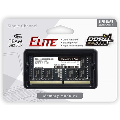 Team Elite TED416G2666C19-S01 16GB (1x 16GB) SODIMM System Memory, 2666MHz, DDR4, CL19