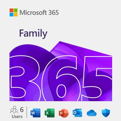 Microsoft 365 Family Medialess Latest Version - 1 Year Subscription 6 Users, up to 5 devices - Electronic Download ESD