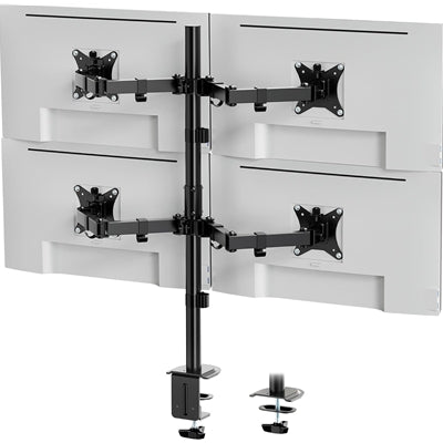 VonHaus Quad Monitor Stand for 13-32" Screens, Four Screen Monitor Desk Mount, Height Adjustable, Easy Assemble Stand with Full Tilt, Rotation & Swivel Arms, VESA 75x75 & 100x100mm