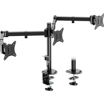 VonHaus Triple Monitor Stand for 17-27" Screens, Three Screen Monitor Mount with Desk Clamp, Height Adjustable, Easy Assemble Stand with Full Tilt, Rotation & Swivel Arms, VESA 75x75 & 100x100mm