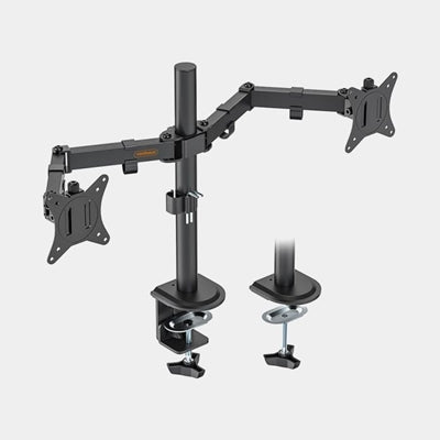 VonHaus Dual Monitor Stand for 13-32 Inch Screens, Twin Monitor Mount with Desk Clamp, Height Adjustable, Easy Assemble Stand with Full Tilt, Rotation & Swivel Arms, VESA 75x75 & 100x100mm