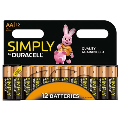 Duracell Simply Alkaline Pack of 12 AA Batteries