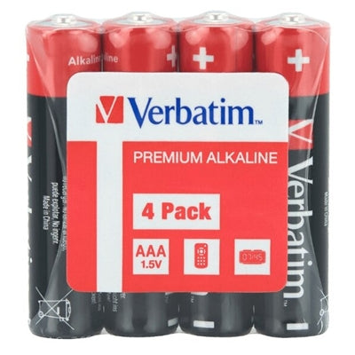 Verbatim AAA Battery Alkaline 4 Pack Shrink Wrap