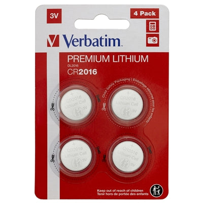 Verbatim CR2016 Battery Lithium 3V 4 Pack