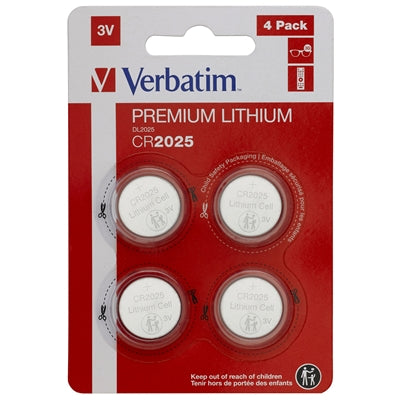 Verbatim CR2025 Battery Lithium 3V 4 Pack