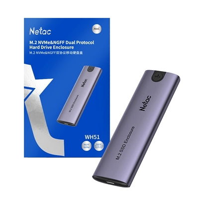 Netac M.2 NVMe/SATA External Enclosure, USB3.1, Aluminum, 10Gbps, USB C to C, USB C to A