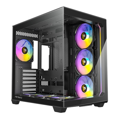 ANTEC Constellation C5 Black ARGB Case, 270&apos; Full-view tempered glass, Dual Chamber, Support back-connect motherboards, 7 x ARGB PWM fans with built-in fan controller, ATX, Micro-ATX, ITX