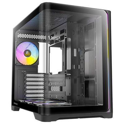 Antec Constellation C5 Curve Gaming Case, 1 x USB Type-C / 2 x USB 3.0, Tempered Glass Front and Side Window Panels, Dual Chamber Design, 4 x Pre-Installed ARGB LED Fans, Micro-ATX, ITX Compatible