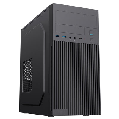 CiT Mentor Micro-ATX Office PC Case With USB Type C and 80mm Rear Black Fan Included