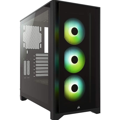 Corsair iCUE 4000X RGB Tempered Glass Mid-Tower ATX PC Case - Black, Three 120mm RGB Fans, Smart Lighting, USB Type-C, High Airflow Design