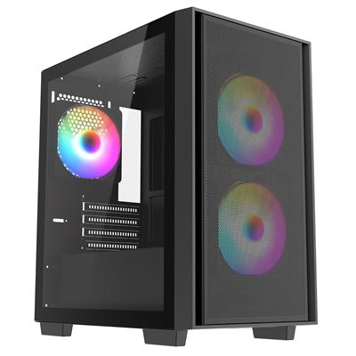 CRONUS Atlas Case, Gaming, Black, Micro Tower, 1 x USB 3.0 / 2 x USB 2.0, Tempered Glass Side Window Panel, Addressable RGB LED Fans, Micro ATX, Mini-ITX