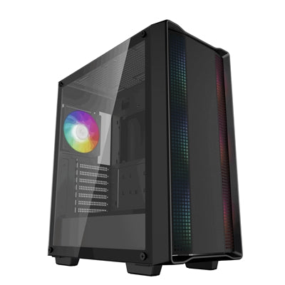 DeepCool CC560 ARGB V2 Case, Gaming, Black, Mid Tower, 1 x USB 3.0 / 1 x USB 2.0, Tempered Glass Side Window Panel, Abundant Airflow Performance, Addressable RGB LED Fans, ATX, Micro ATX, Mini-ITX