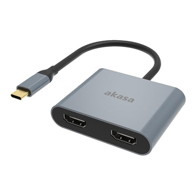 Akasa AK-CBCA26-18BK USB Type-C to Dual HDMI MST Adapter, 4K@60Hz Single Output, 4K@30Hz Dual Output