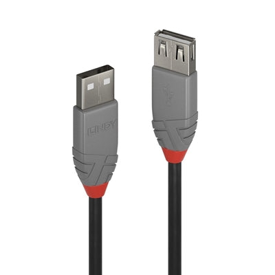 Lindy 36701 0.5m USB-A (M) 2.0 To USB-A (F) 2.0 Anthra Line 480Mbps Extension Cable - Black